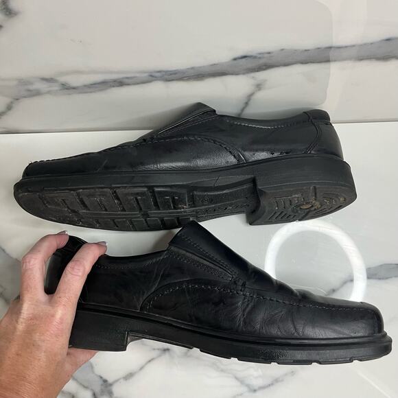 ECCO Men's Black Leather Helsinki Slip On Loafers Sz 43 Sz 9/9.5 Comfort Career - Picture 5 of 7